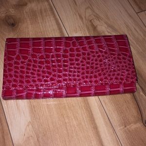 Faux crocodile style Red wallet